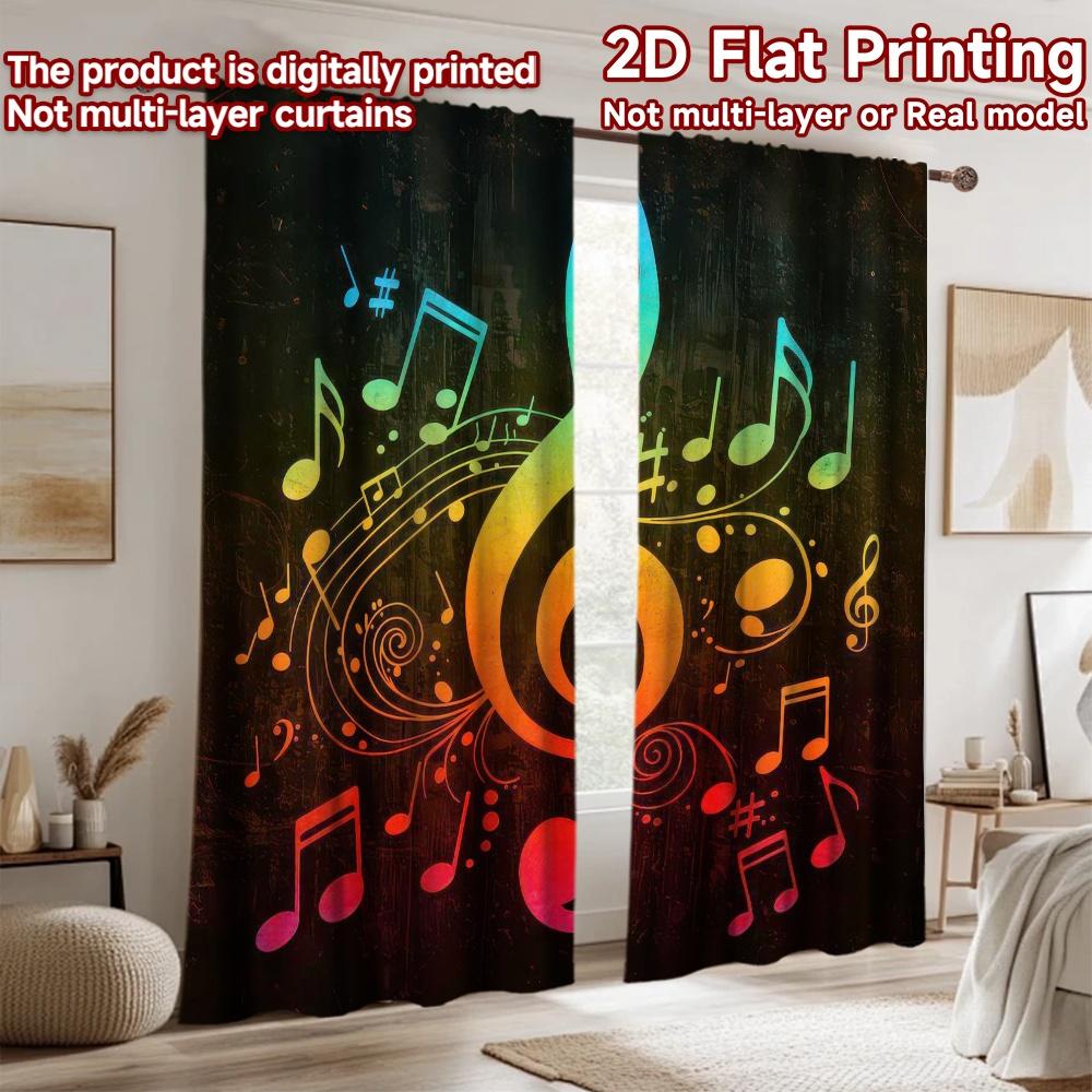 2D Flat Photography Backdrop Party Backdrop Colorful Music Notes 100% Polyester Party Decorations Perfect for Holiday Family