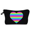 Women Rainbow heart Print Cosmetic Bag Toiletries Organize Travel Storage Case 6374 CLE