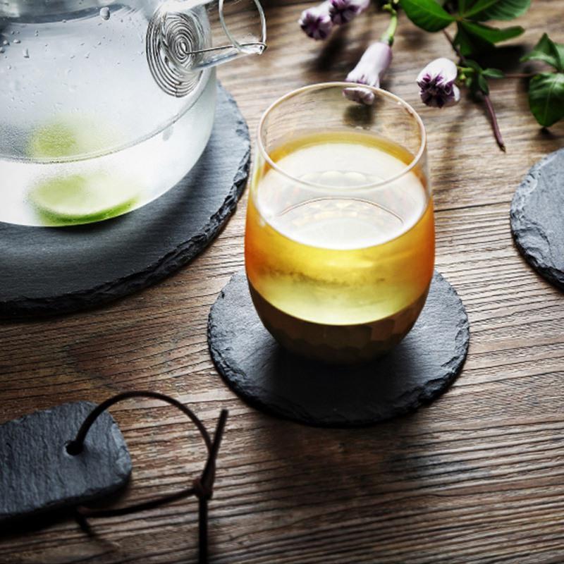 10/15/20cm Round Natural Black Placemats Slate Stone Kitchen Pizza Pastry Fruit Tray Dining Table Pad Cake Dessert Dish Tray