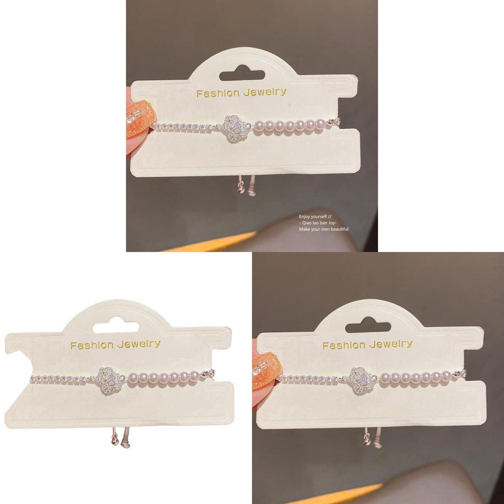 Schmuckkettenarmband mit Zirkonia und Kunstperle für Damen Modisches Accessoire Geschenk