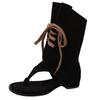 Versatile Niche Design Sense French Fashion Toe Cool Boots Women's 2025 Summer New Lace-up Thick Heel Thin Sandals