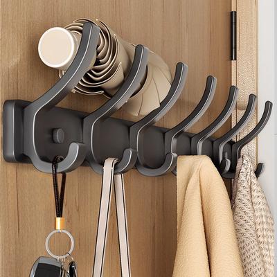 No Drill Holes One Row Hangers Kitchen Towels Clothes Hats Toilet Towel Rack Storage Wall Mounted Door Back Rod Hook