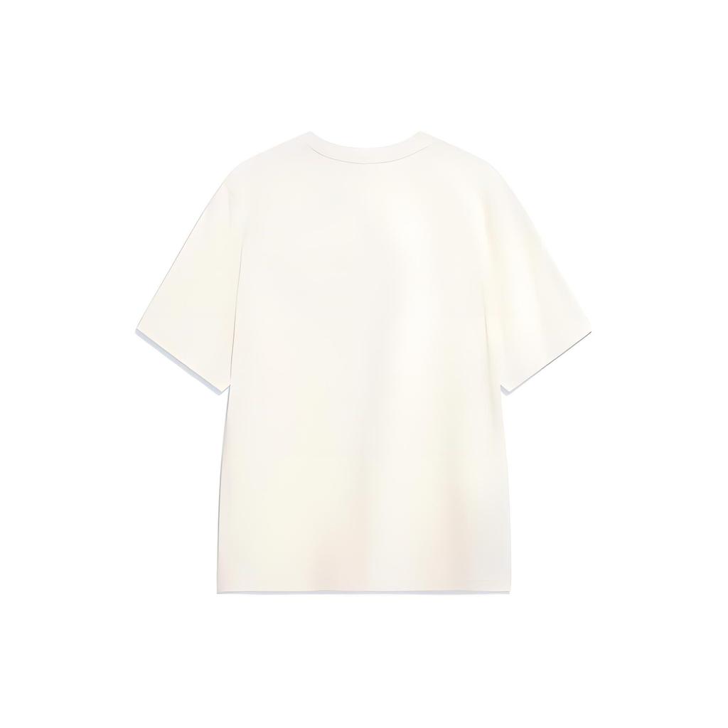 Li-Ning Sports Life Series Printed Text Round Neck Pullover Short Sleeve T-Shirt Men Tops Off-White AHST421-1