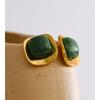 Yhpup White Green Resin Square Stud Earrings 18K Golden PVD Plated Stainless Steel Daily Wear Trending Jewelry Wholesale
