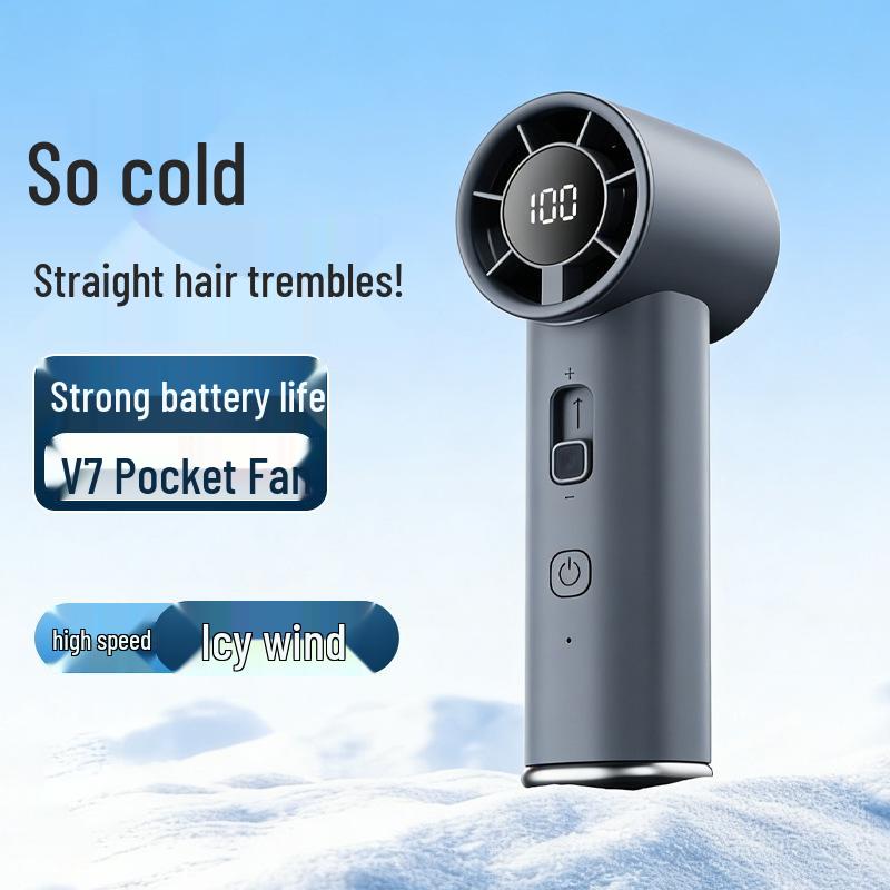 26-Year 100-Speed Mini Handheld Fan with Strong Wind, USB Digital Display, Portable Design