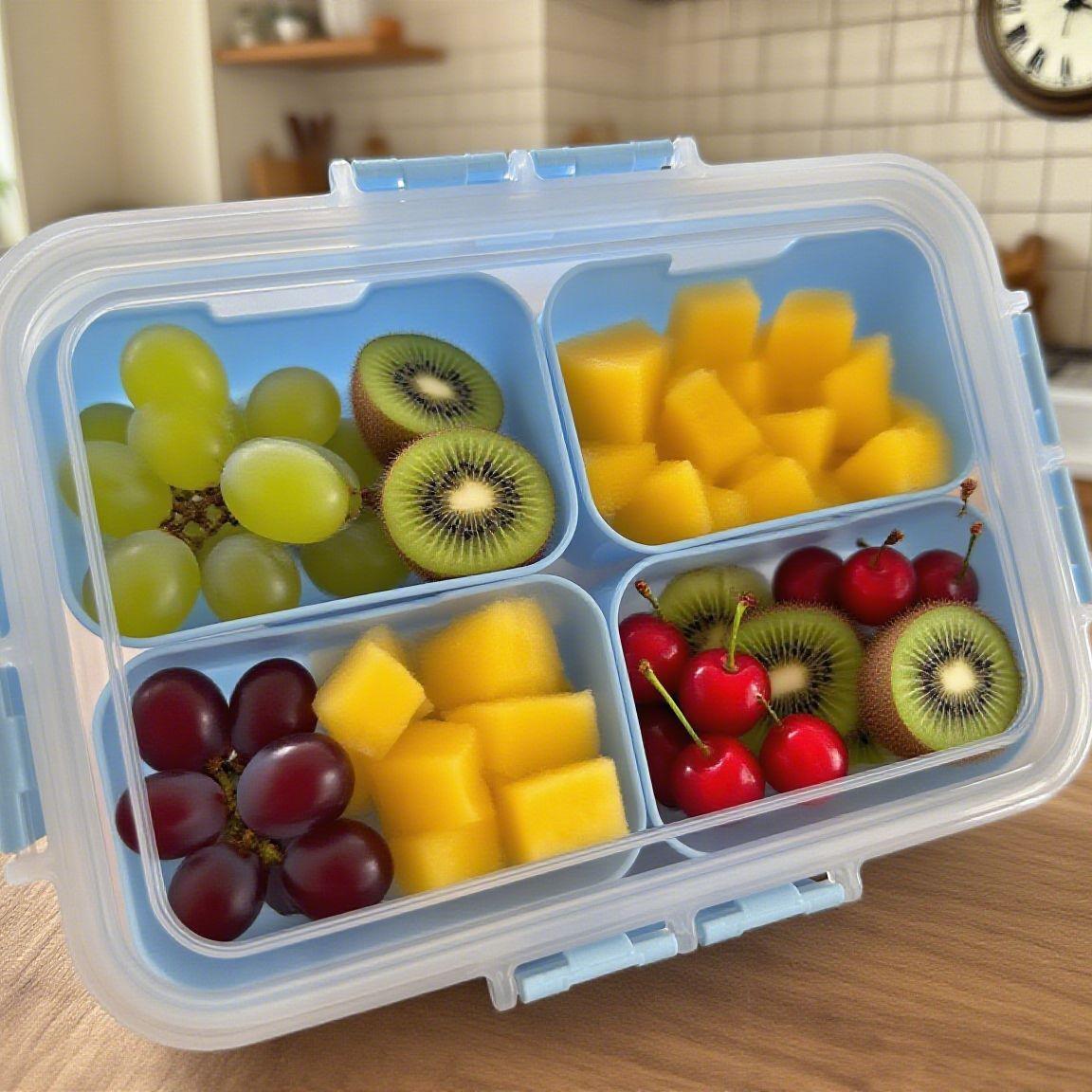 

Airtight Transparent Food Grade Spice Storage Container with Dividers for Seasoning and Condiments Spice/Fruit Storage Box