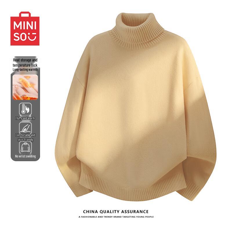 MINISO Men's Thick Fleece Lined Turtleneck Sweater
