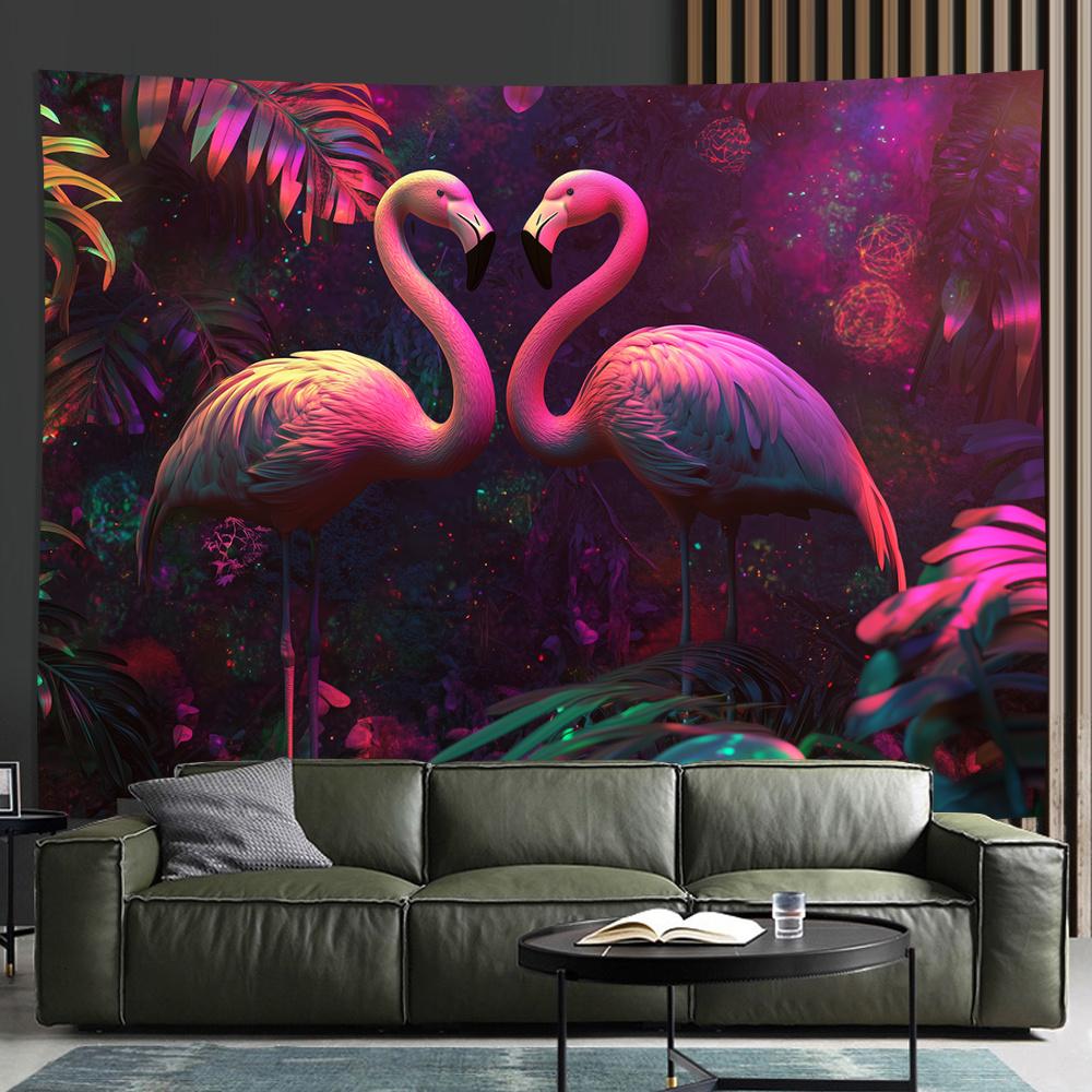 

Vintage flamingo Digital printing polyester wall hanging tapestry decorative Living room bedrooms Office background gift 74x94cm(29x37in)