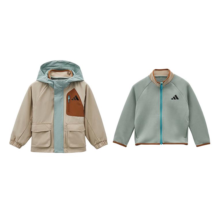 Adidas Three-In-One Functional Warm Woven Hooded Long Sleeve Jacket Set Kids Jackets KW1197 104