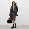 Women's Retro French Lapel Plaid Wool Blend Coat