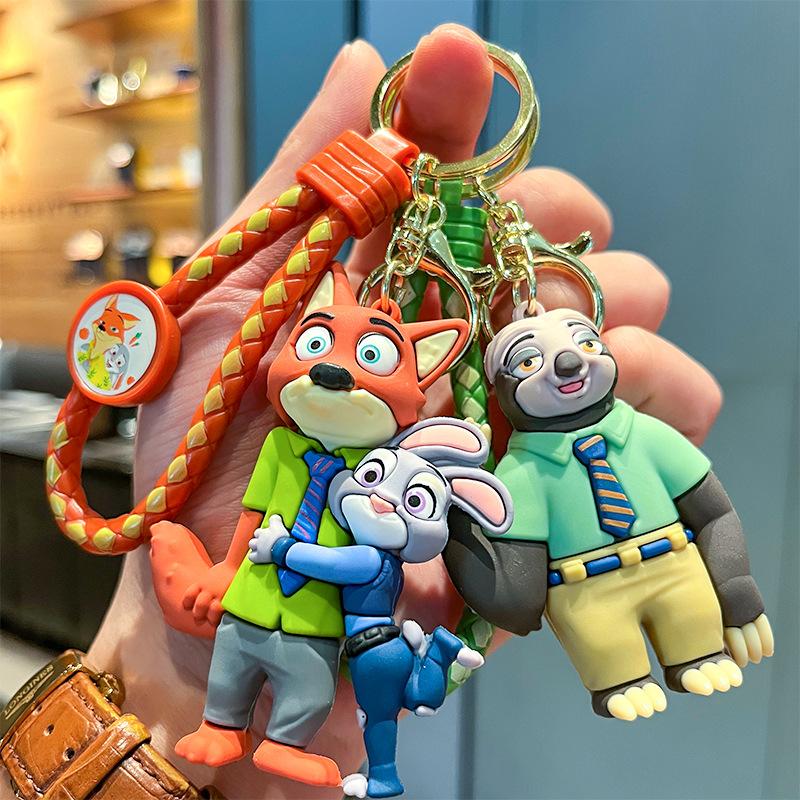Disney Anime Crazy Zootopia Keychain Cute Judy Nick Key Ring Men's And Women's Bags Pendant Accessories Charm Kids Gift Doll
