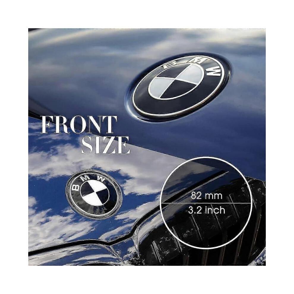 7pcs Black Emblems Hood And Trunk for All Models E30 E36 E46 E34 E39 E60 E65 E38 X3 X5 X6 3 4 5 6 7 8 (82mm + 73mm)