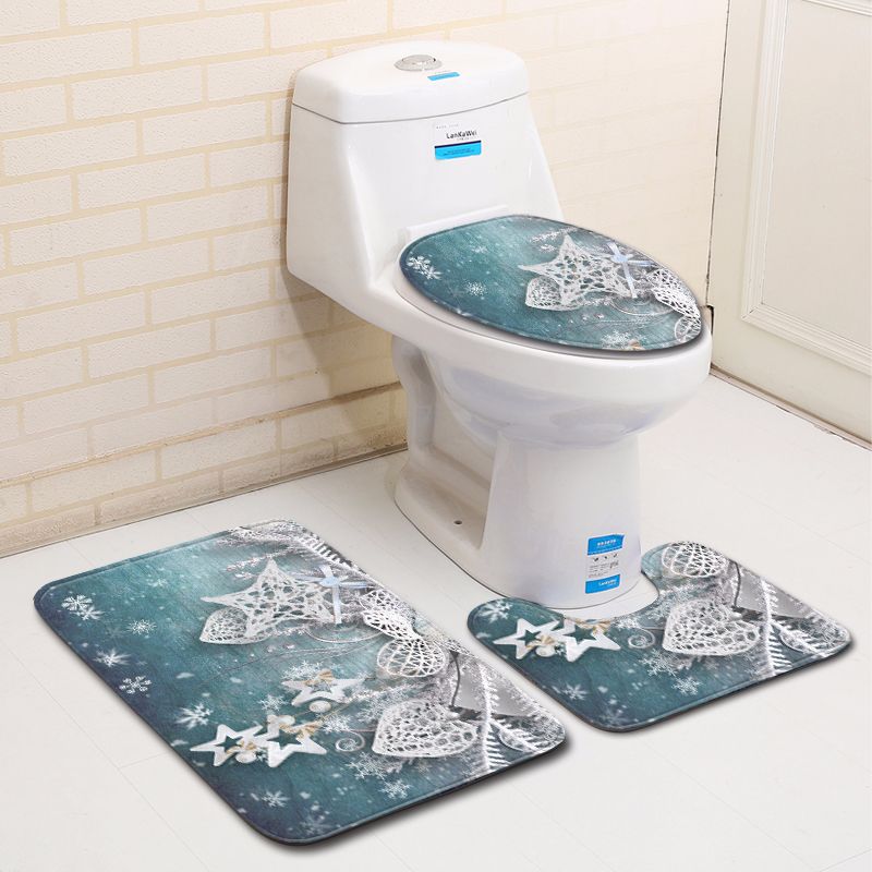 3D Christmas Bathroom Toilet Three-Piece Floor Mat Doormat Bathroom Carpet