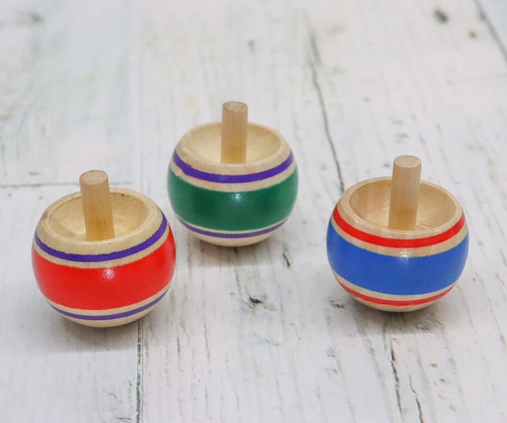 Castle Enterprise Traditional Wooden Handstand Top Toys (100 pieces) Assorted Colors, Commercial Use