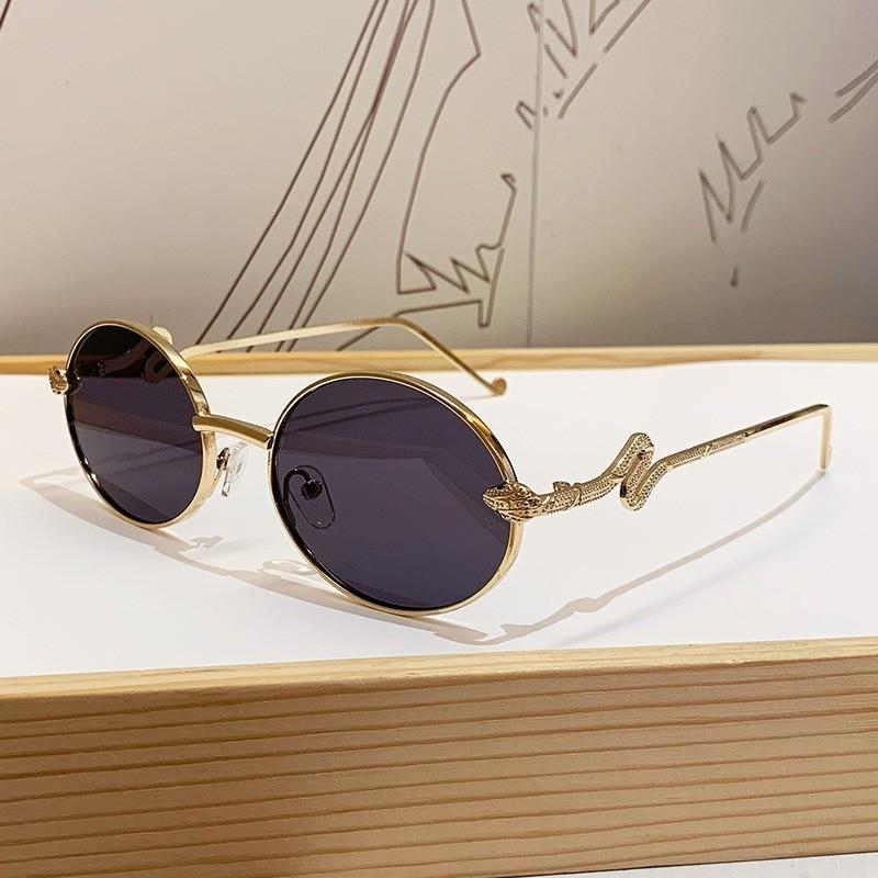 

Y2k Europe And America Fashion Metal Round Sunglasses With Uv400 For Driving And Daily Outings AllGray