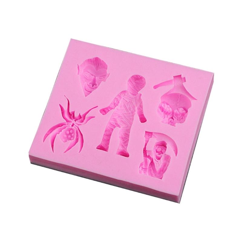 Cartoon Halloween Fondant Chocolate Mold Cake Decorating Tools Skull Bat Tombstone Baking Silicone Mold Easy to Clean