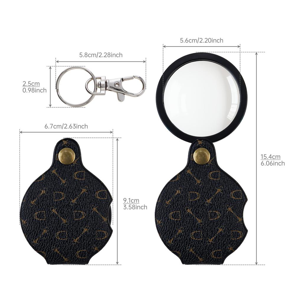 15X Folding Optical Glass Pocket Magnifier Kit with Keychain HD Lens for Repair Read Hobby Professional Portable