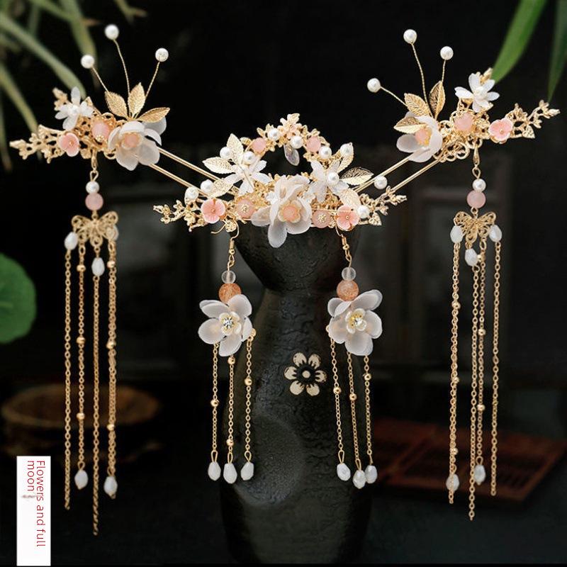 Ancient Style Hanfu Headdress Tassel Hairpin Set - Fairy-Inspired Chinese Costume Hair Accessories for Women