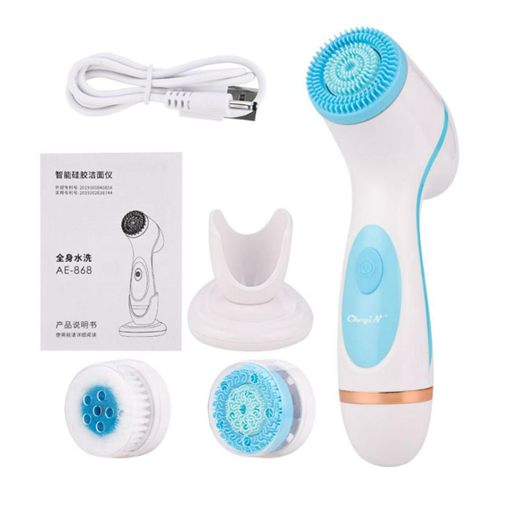 2 Modes USB Rechargeable Face Washing Brush Device Frequency Silicone Facial Cleansing Brush Blackhead Removal Acne Cleanser Machine 3V