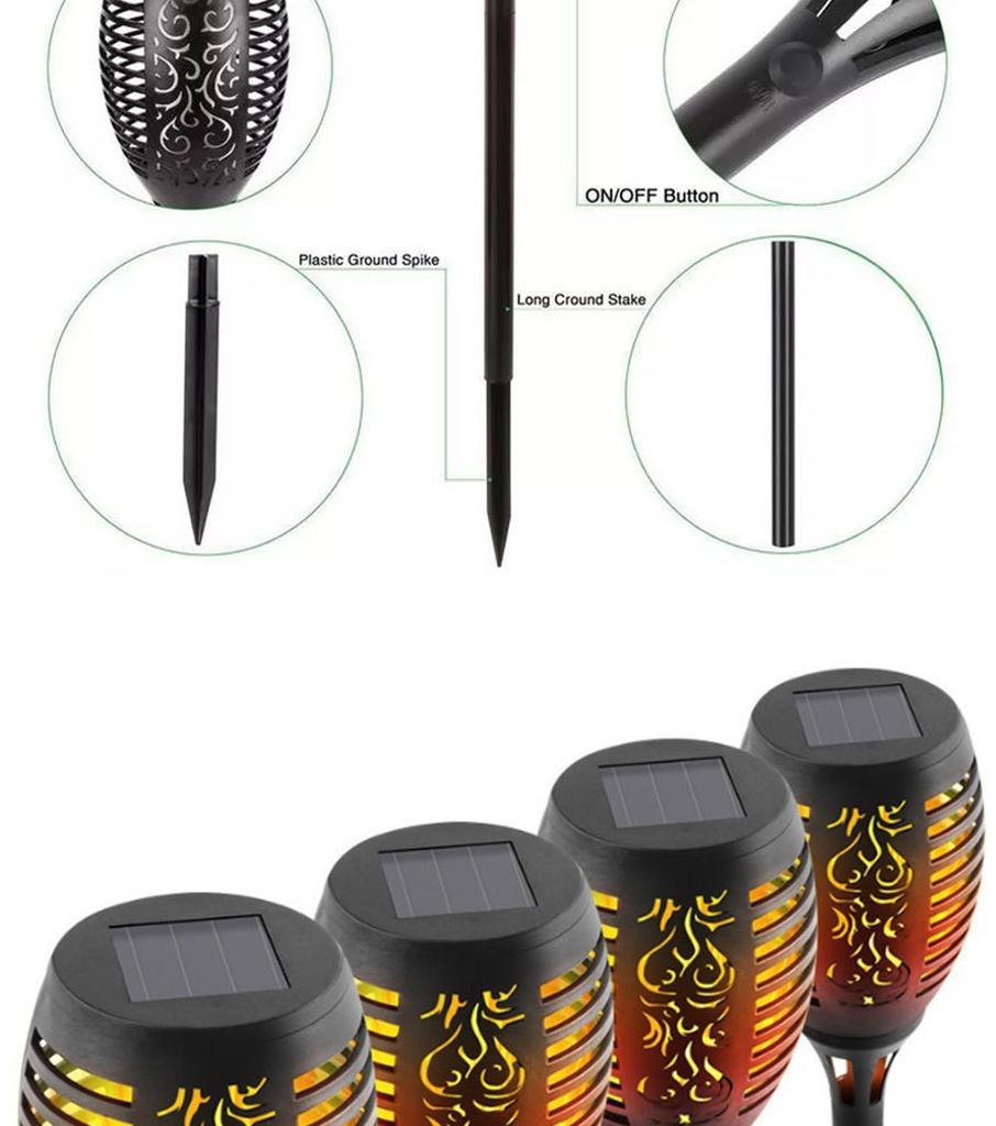 12LED MINI Torch Lights Realistic Dancing Flames Lamp ABS IP65 Waterproof Outdoor Lawn Led Solar Garden Light