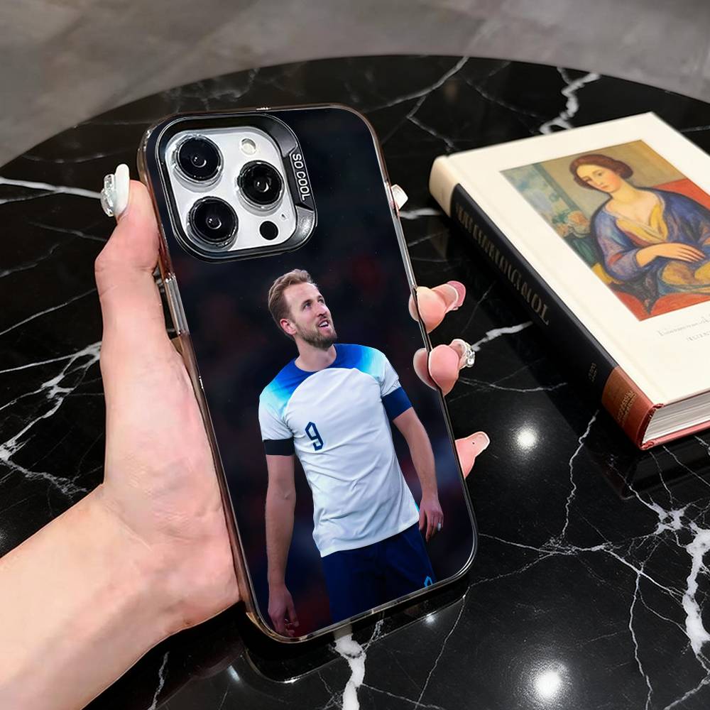 H-Harry K-Kane HK Phone Case For iPhone 17,16,15,14,13,12,11 Plus,Pro Max,XS,Colored Silver Plated Inside Cover
