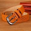 Hollow Vintage Pin Buckle Strap Genuine PU Leather Luxury Female Waist Belt  Jeans Accessories