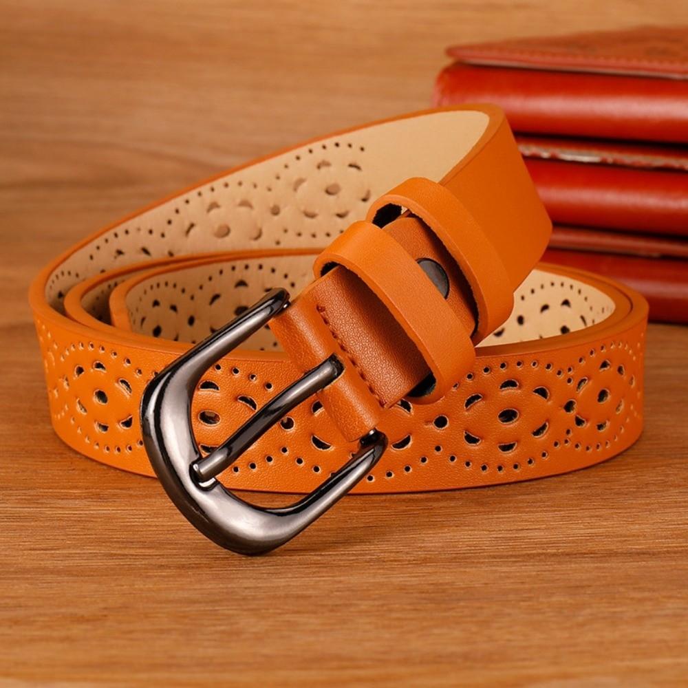 Hollow Vintage Pin Buckle Strap Genuine PU Leather Luxury Female Waist Belt  Jeans Accessories