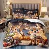 3pcs Cartoon Christmas Reindeer Christmas Tree Bedding Set Winter Christmas Deer Duvet Cover Set (1*Duvet Cover + 2*Pillowcases