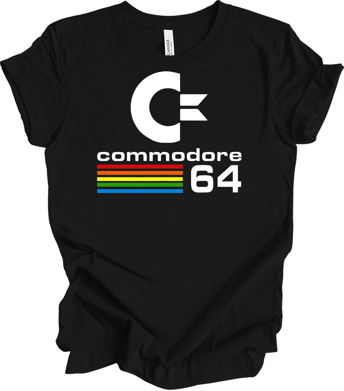Commodore 64 Retro 80s Gaming T-Shirt C64 Computer Rainbow Stripe Vintage Tee XXXXL