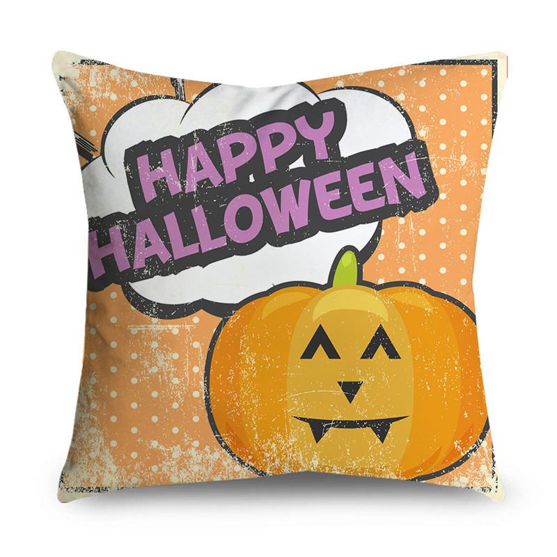 Halloween Theme Horror Pumpkin Wizard Print Pattern Cushion Cover Home Living Room Sofa Decoration Square Throw Pillow Cover