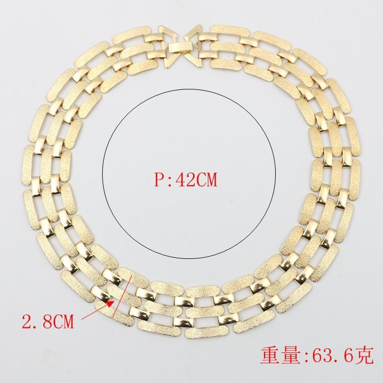 Frosted Texture Interlocking Alloy Necklace Women'S Collarbone Chain Simple Women'S Necklace N676