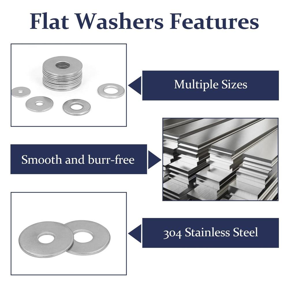 Assorted Fasteners SS304 Flat Washers Compact Storage Box Suitable For Humid Conditions For DIY Projects For M3-M12 Bolts