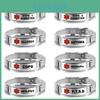 Medical 2 Alert Type Diabetes Bangle Bracelet For Men Women Stainless Steel Red Alert Allergy Epilepsy Red Logo Necklaces
