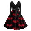 Kvinners uformelle mote Halloween trykt V-hals vintage kjole