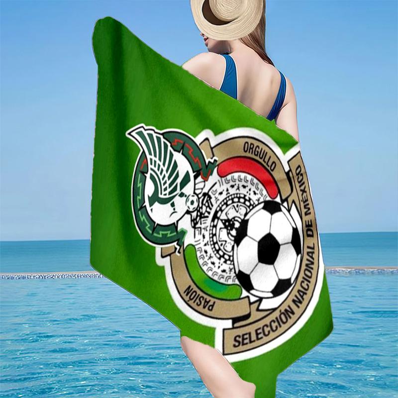 Mexico Football Crest Microfiber Beach Towel, Lightweight And Quick-Dry, for Summer Travel, Beach Essential, Swimming Pool