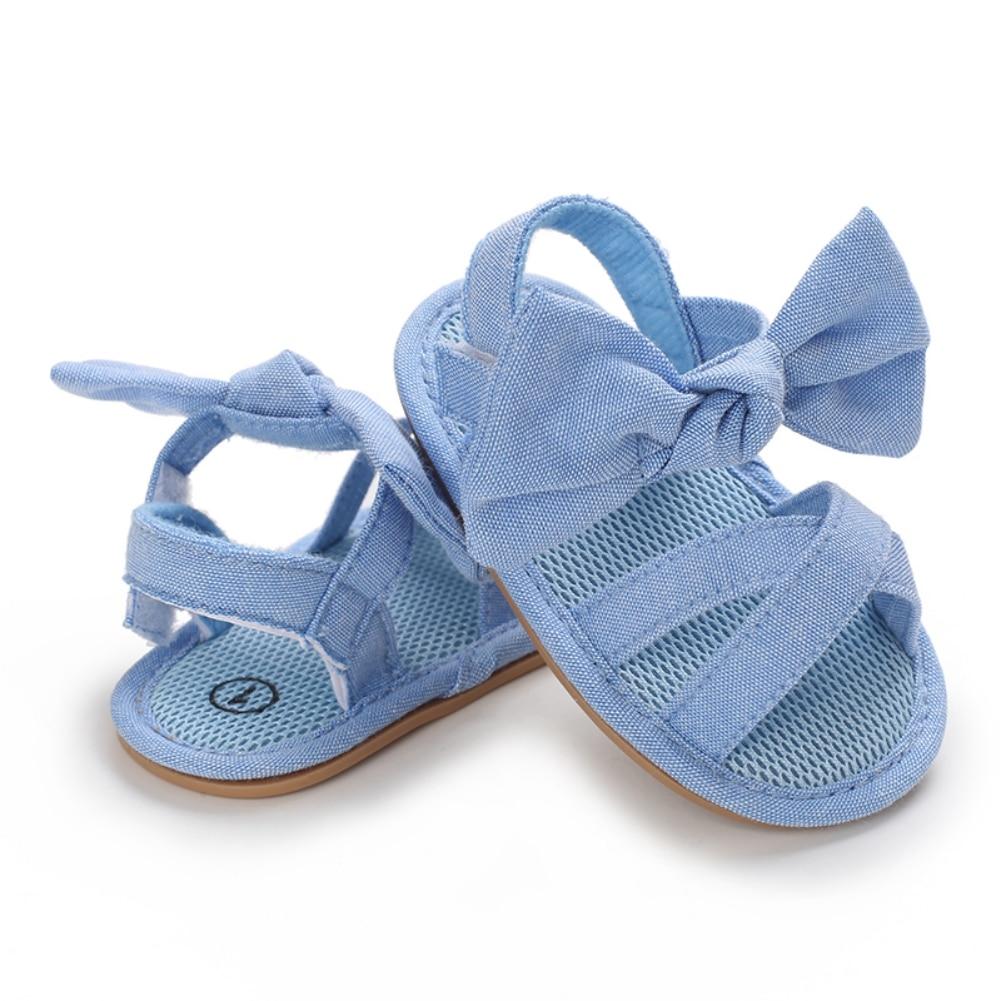 Letní kojenecké sandály s mašlí pro miminka, ležérní plážové boty, protiskluzové novorozenecké batolecí boty pro první chůzi 0-18 měsíců
