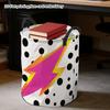 1pc Large Capacity Pink Lightning & Black Dot Storage Basket with Sturdy Handle - Modern Round Laundry Basket Suitable for Bedroom, Living Room, Multi