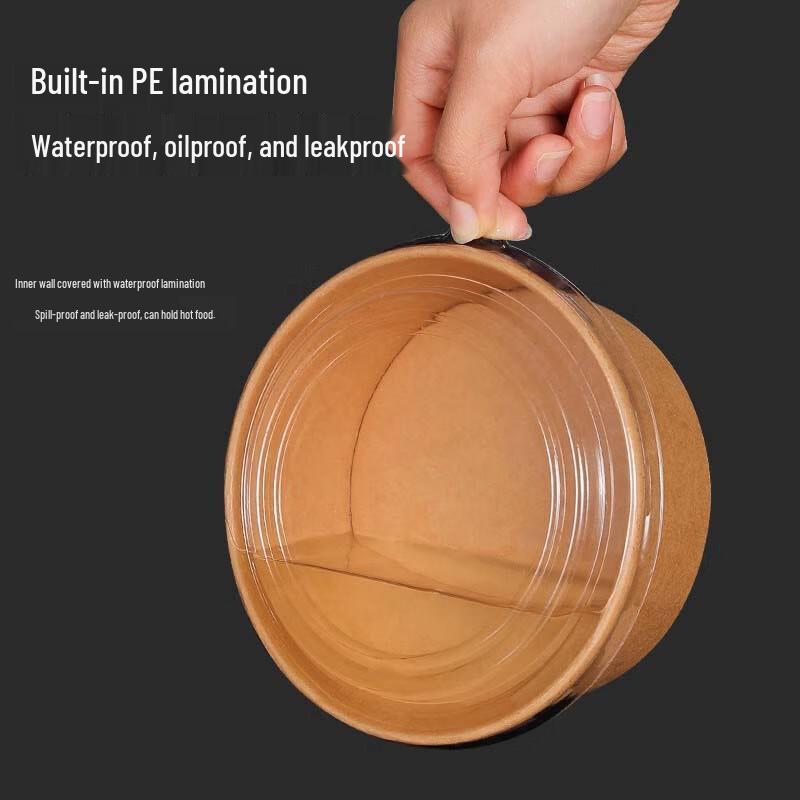 Kraft Paper Disposable Bowl with Lid