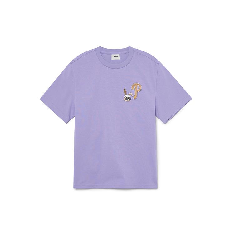 MLB T Shirts Unisex Purple Crew Neck Moderate Straight Fit 7ATSEC133-10VOL 155