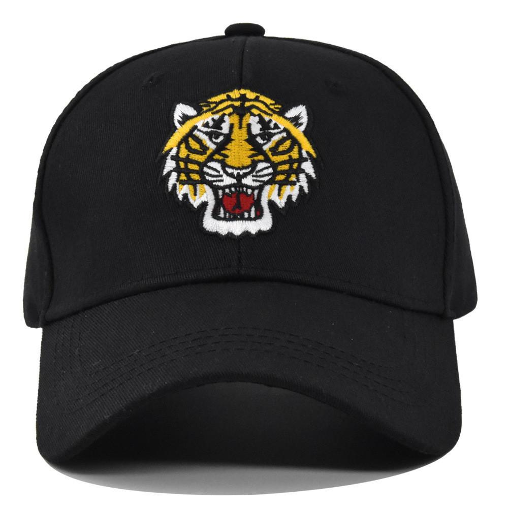Męska Czapka Baseballowa z Głową Tygrysa Ins Modna Czapka z Daszkiem Duck Tongue Koreańska Moda Codzienna Miękki Daszek Biała
