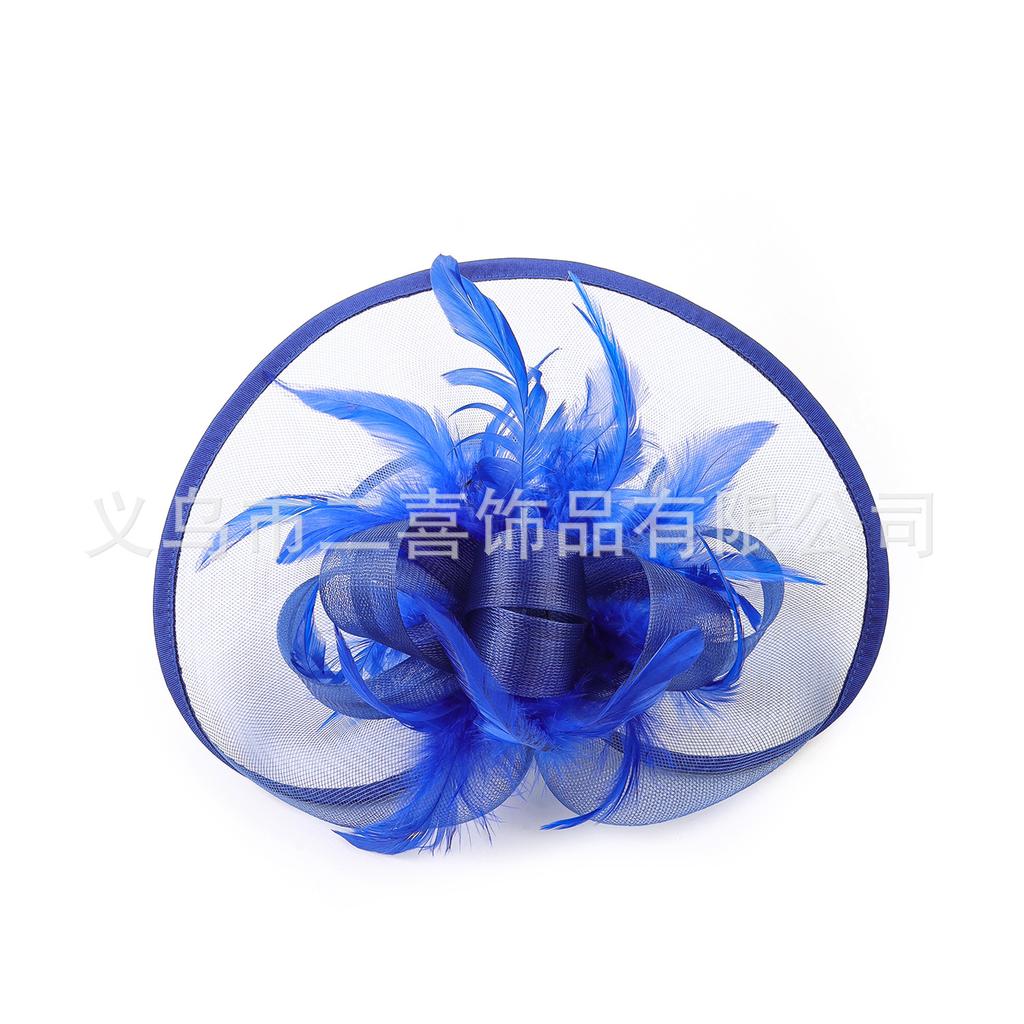 New mesh feather headdress European and American bride exaggerated top hat hair accessories party dance horse racing festival head flower