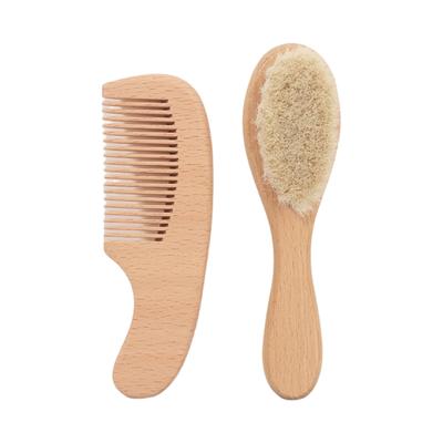 Baby Hair Brush and Hair Comb Set Soft Goat Bristles Cradle Caps Brush for Newborns & Toddlers Wood Baby Hair Brush