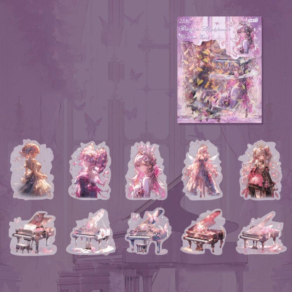 

ПЕТ Наклейки Графіті Дівчина, що грає на піаніно, Самоклеючі Вишукані Наклейки з візерунком, Прикраса для чохла телефону Style A