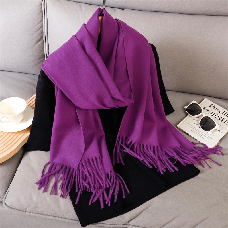 Fashion Luxury Solid Women Winter Scarf Warm Thicken Cashmere Shawl Outdoor Tassels Pashmina Lady Wrap Windproof Scarves