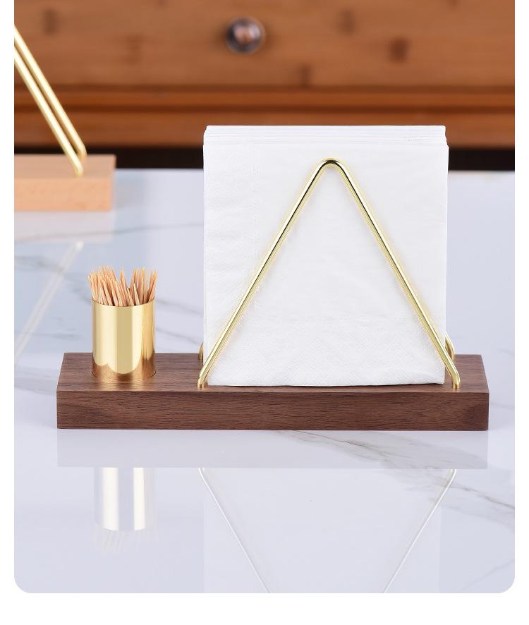 Walnut Wood Napkin Holder - Round & Square Solid Wood Stand for Dining Table