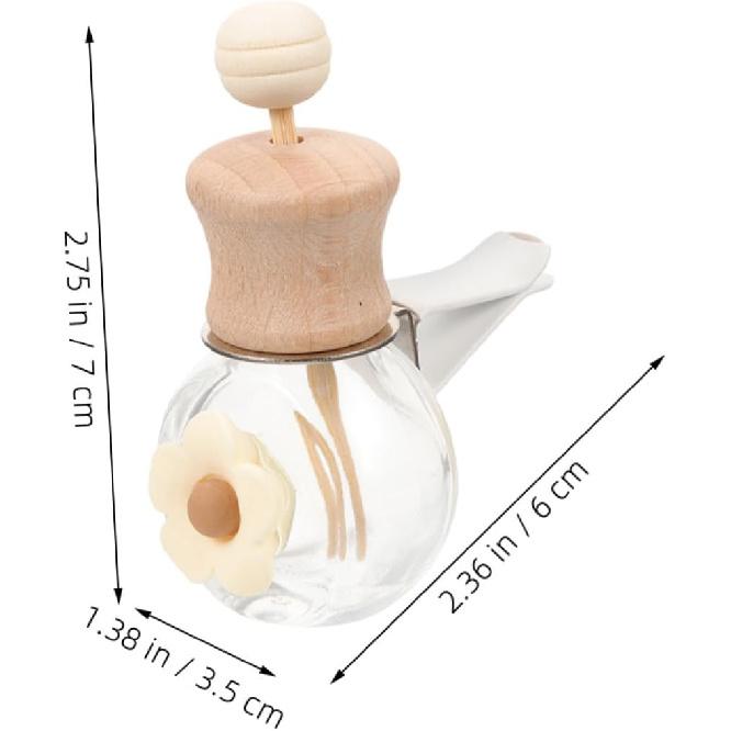 2Pcs Car Essential Oil Diffuser Bottle Empty Clear Glass Aromatherapy Diffuser with Wooden Cap and Vent Clip for Auto Fragrance and Car Decor Milk