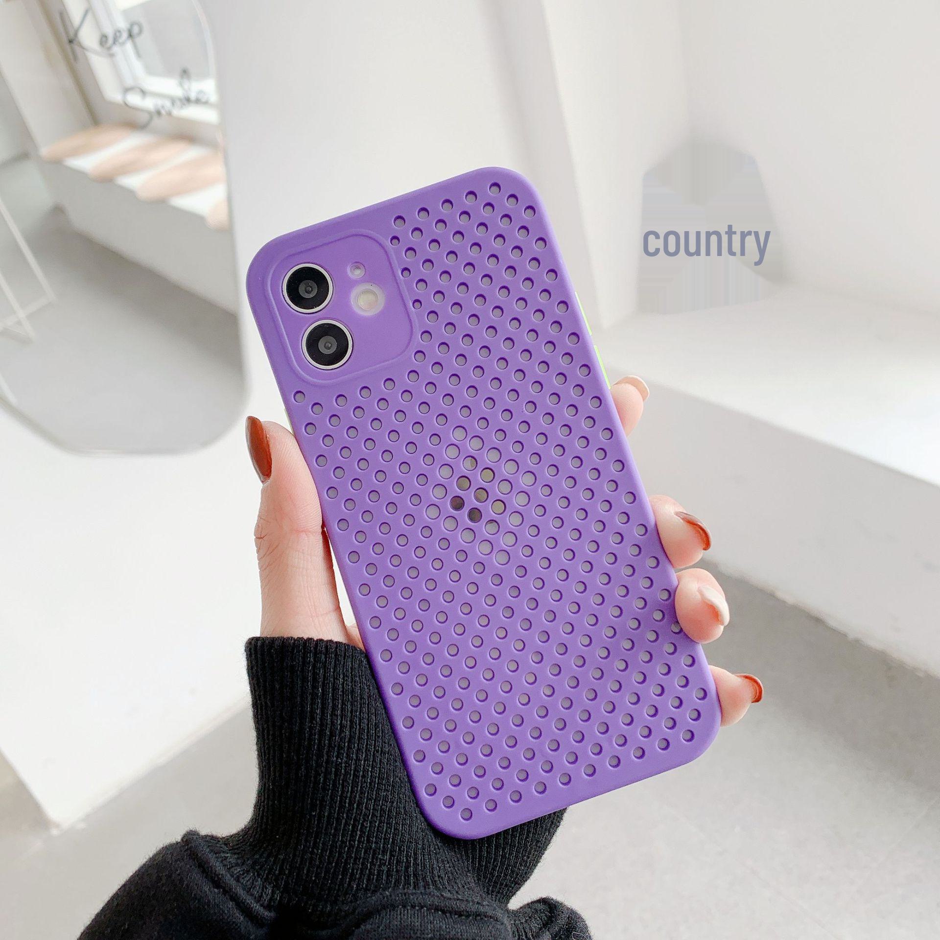 

Дышащий сотовый чехол для iPhone 11/12/13/14/15 Pro Max с функцией рассеивания тепла. 11 фиолетовый