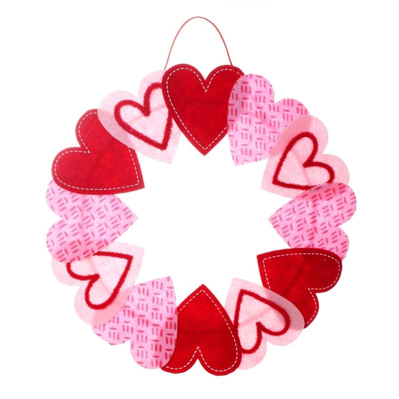 

16 Inch Valentine s Day Wreath Felt Love Heart Wreath Front Door Farmhouse Decor