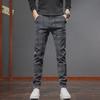 Calças Retas Masculinas Elásticas de Cintura Média: Calças Slim-Fit Versáteis, Confortáveis, Elegantes, Não Restritivas e Modernas.