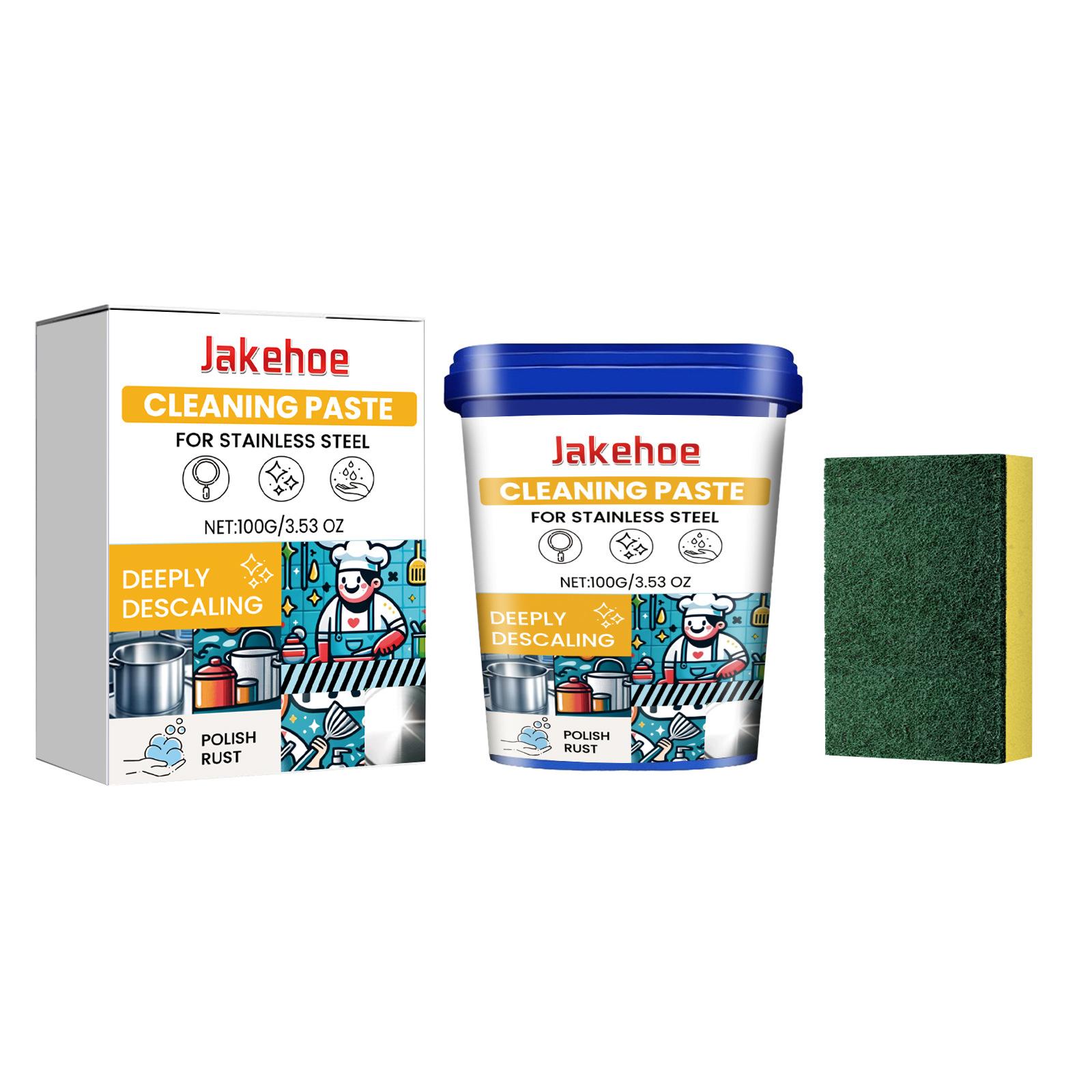 

Stainless Steel Cleaning Paste Pot Pan Black Dirts Cleaner Oven Rust Remover Metal Polish Oil Descaling Cookware Cleaning Cream 100g Boxed Kit